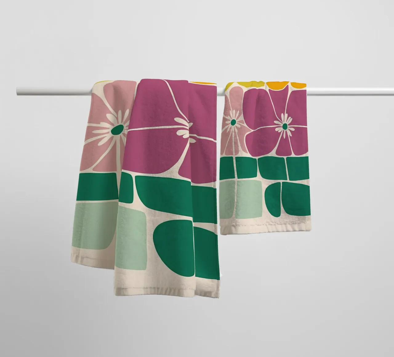 flowers petals stems abstract shapes rectangular layout geom towel by Ashish Kashyap
