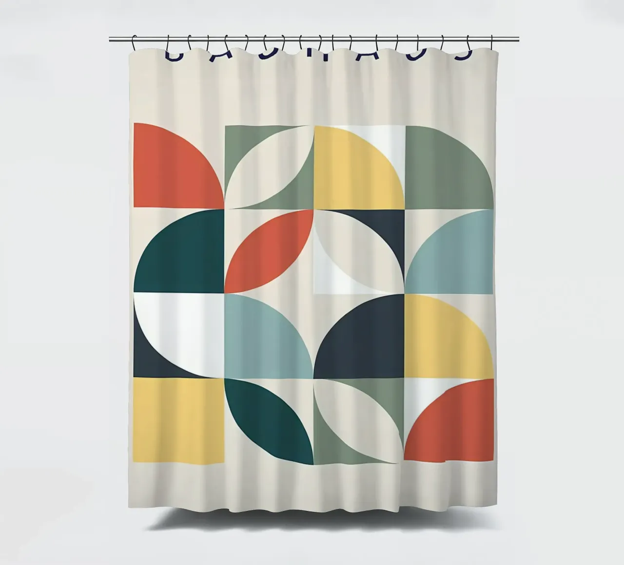 geometric shapes abstract patterns letters typography blocks shower curtain by Ashish Kashyap