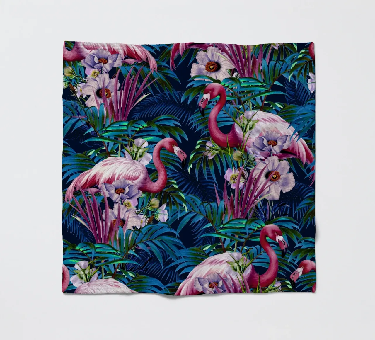 Night Forest Flamingos fleece blanket by burcukorkmazyurek