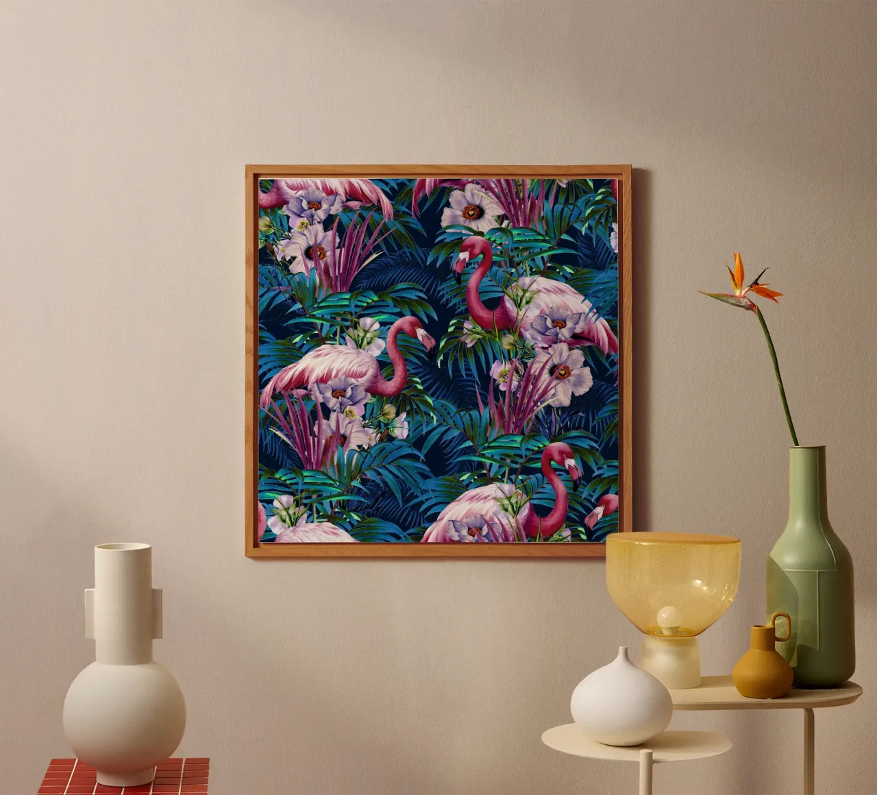 Night Forest Flamingos alluminio dibond da burcukorkmazyurek