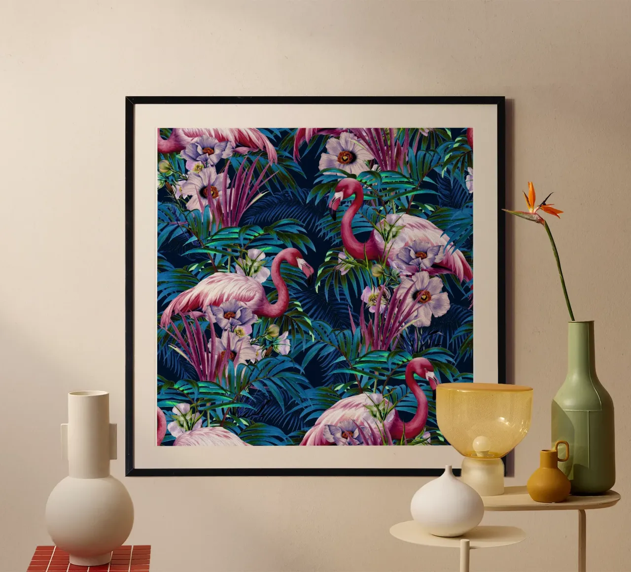 Night Forest Flamingos carta hahnemühle da burcukorkmazyurek