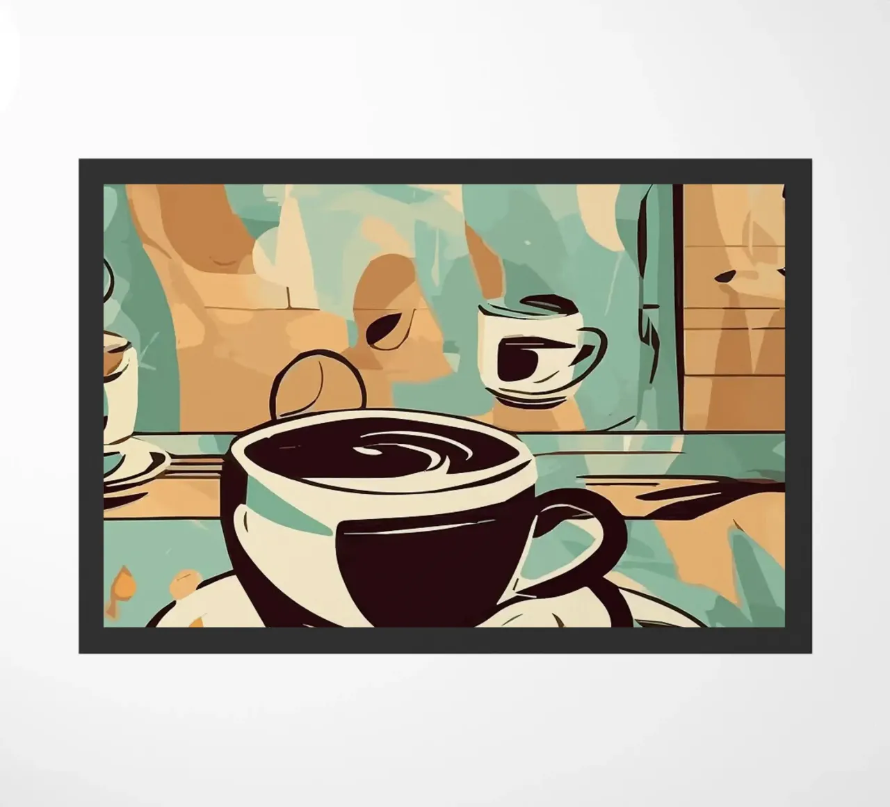 coffee cup doormat by Kevin Walters