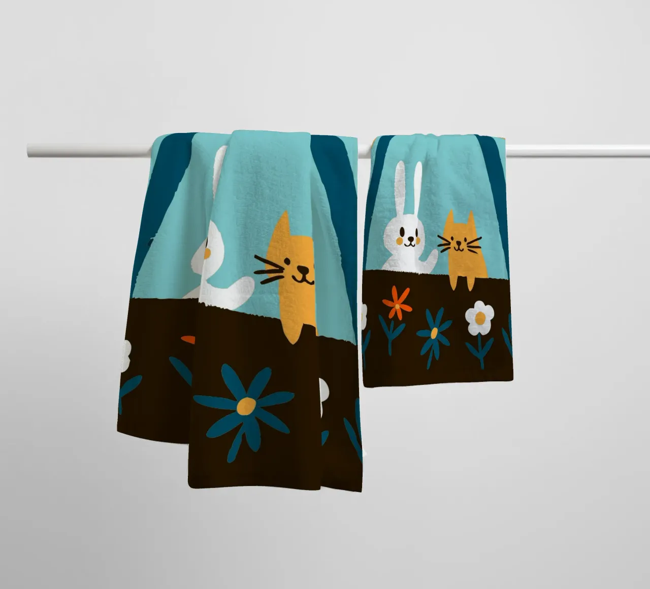 Conigli e gatti asciugamano da bagno da TRENDY POSTER SHOP