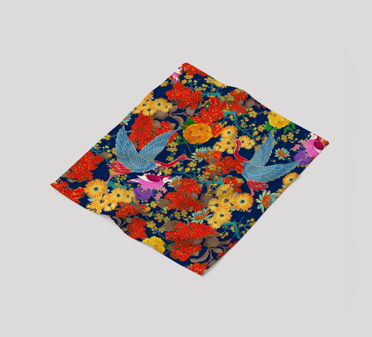 BIRDS AND FLORAL PATTERN coperta in pile da burcukorkmazyurek