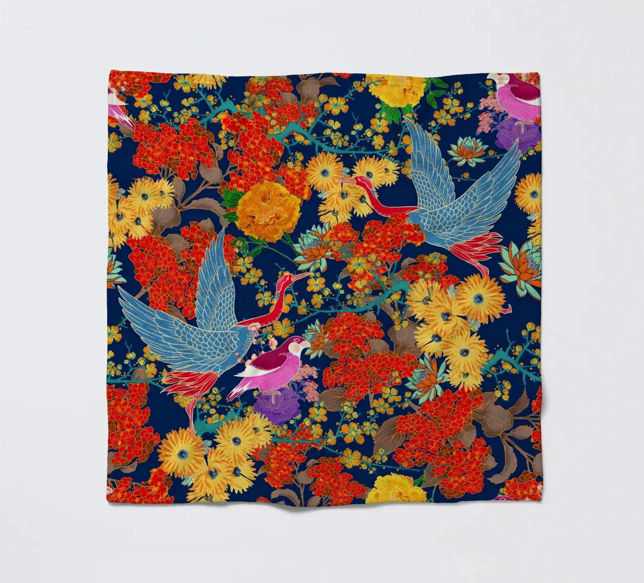 BIRDS AND FLORAL PATTERN coperta in pile da burcukorkmazyurek