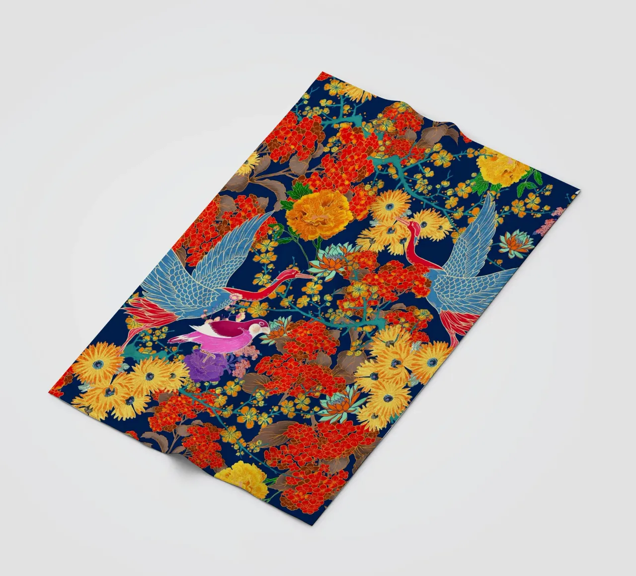 BIRDS AND FLORAL PATTERN coperta in pile da burcukorkmazyurek