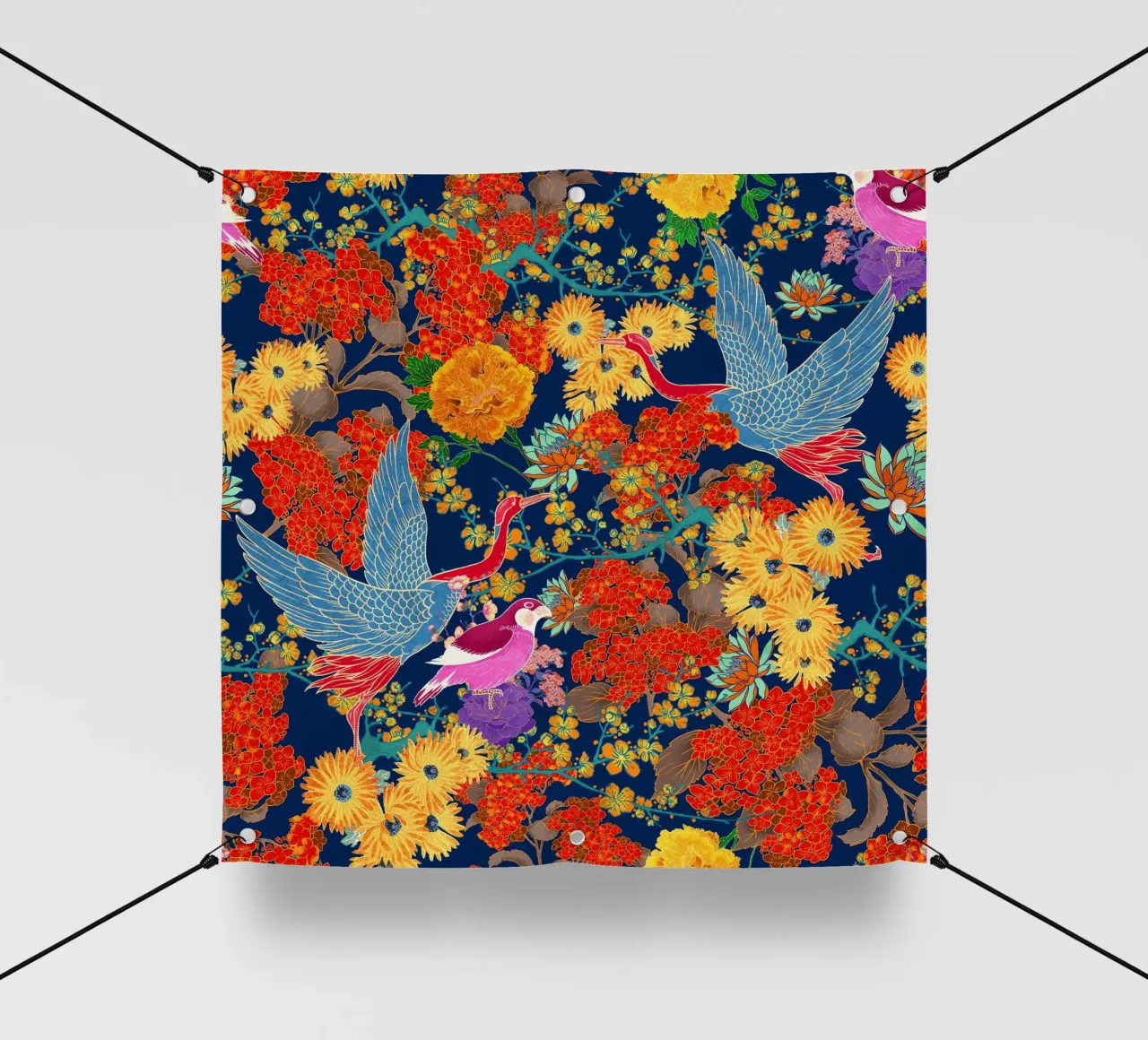 BIRDS AND FLORAL PATTERN telo in pvc da burcukorkmazyurek
