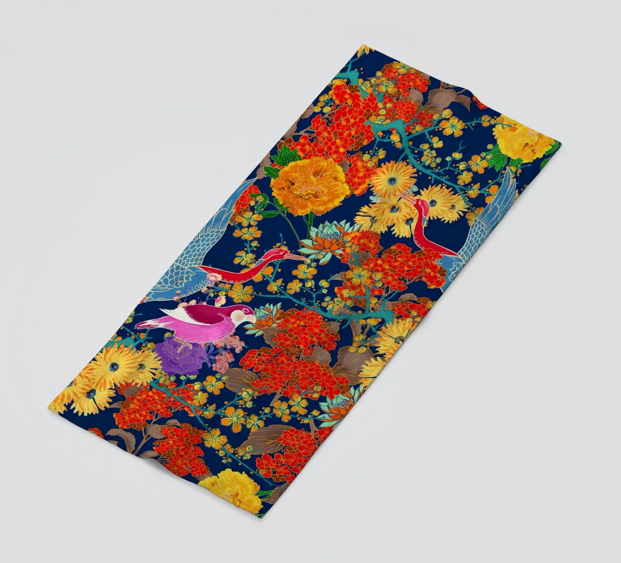 BIRDS AND FLORAL PATTERN telo mare da burcukorkmazyurek