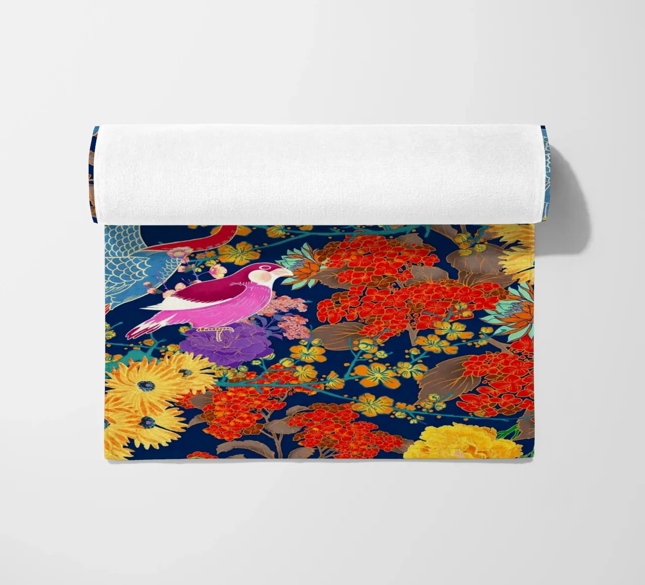 BIRDS AND FLORAL PATTERN telo mare da burcukorkmazyurek