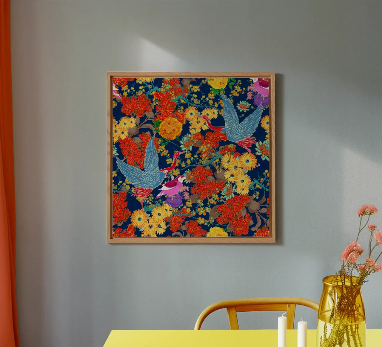 BIRDS AND FLORAL PATTERN alluminio dibond da burcukorkmazyurek