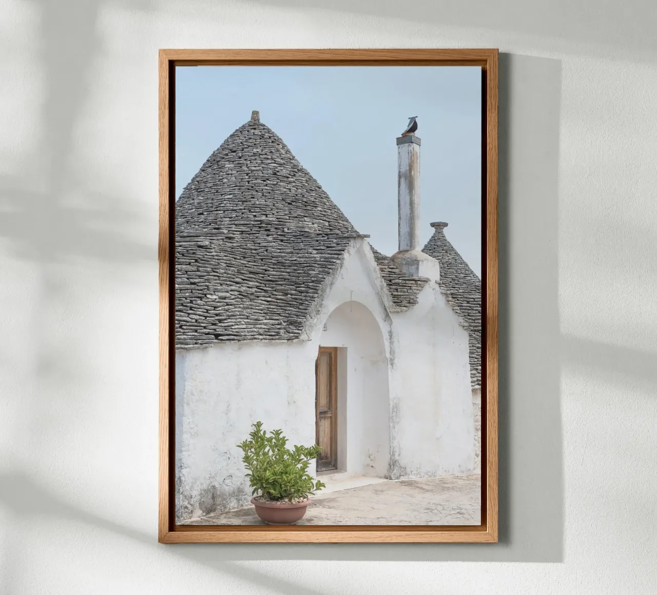 Potted plant and a trullo in Alberobello canvas met Baklijst van photolovers