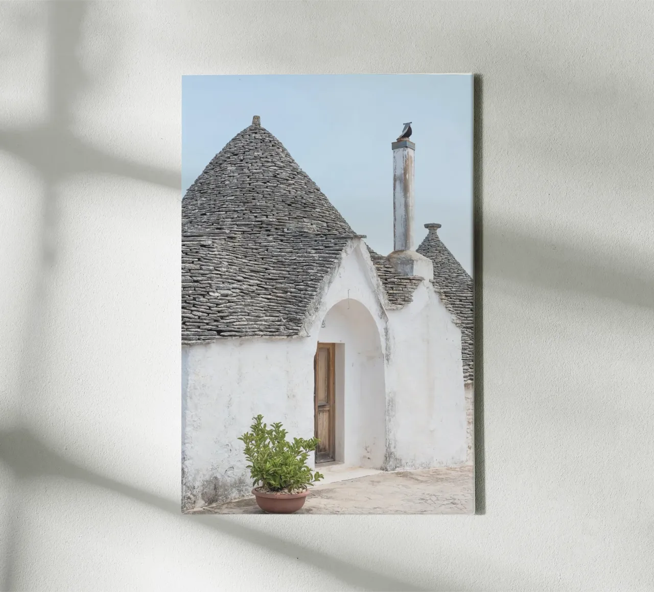 Potted plant and a trullo in Alberobello canvas met Baklijst van photolovers