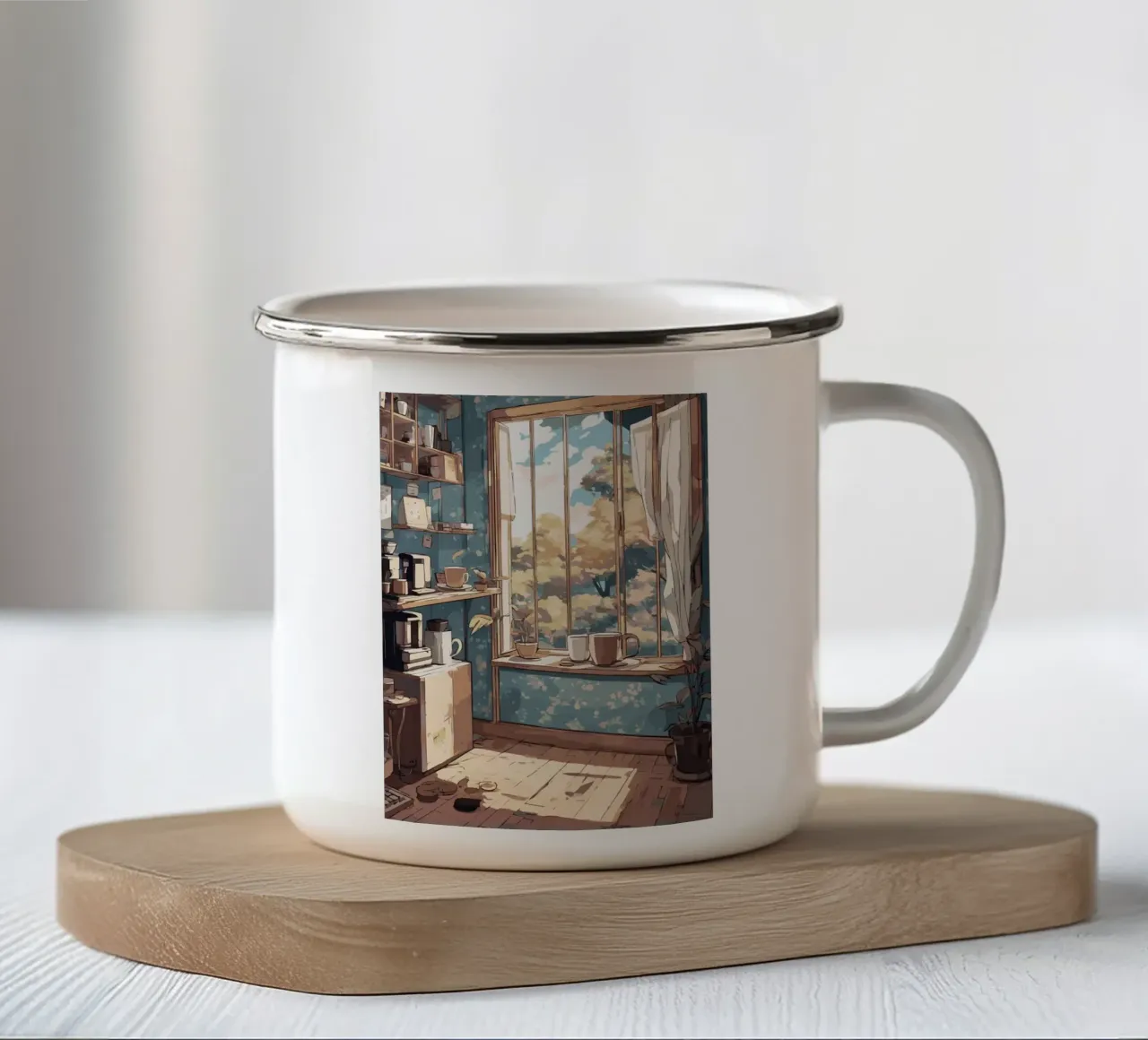 coffee cups enamel mug by Kevin Walters
