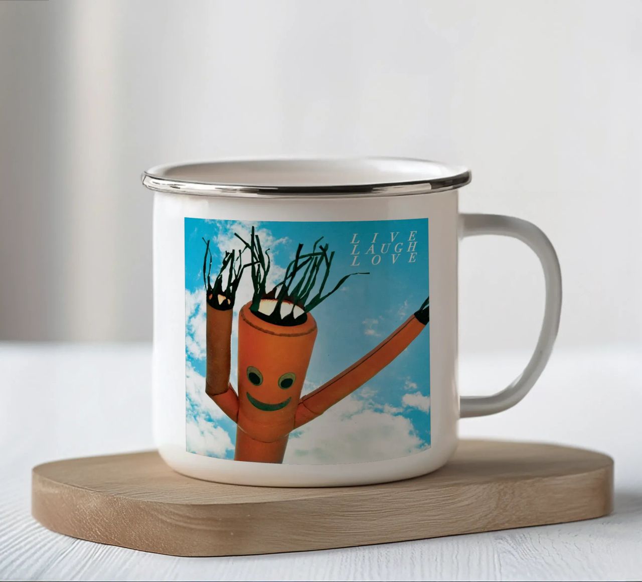 Vivere ridere amare tazza in smalto da ethan Shop
