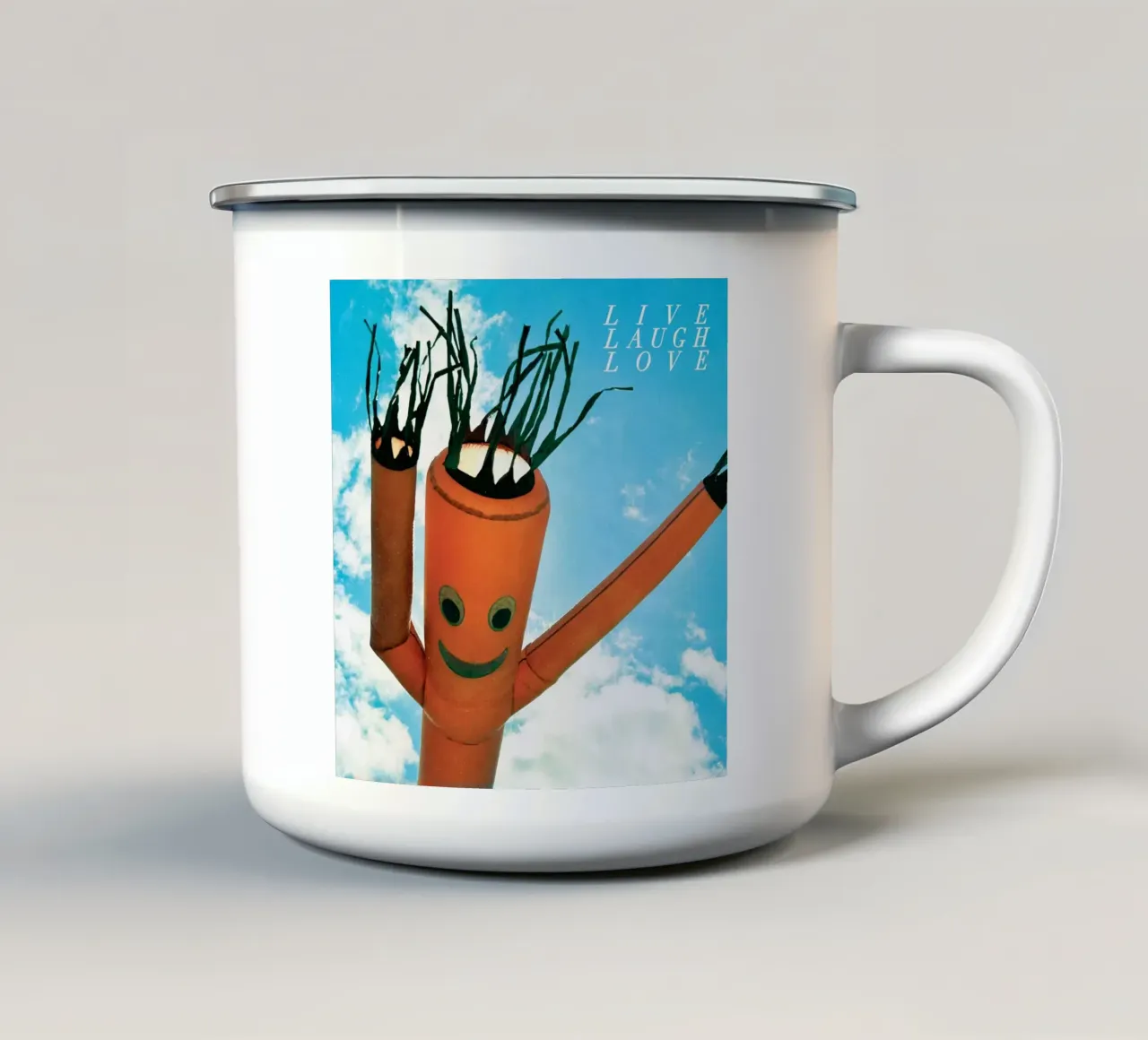 Vivere ridere amare tazza in smalto da ethan Shop