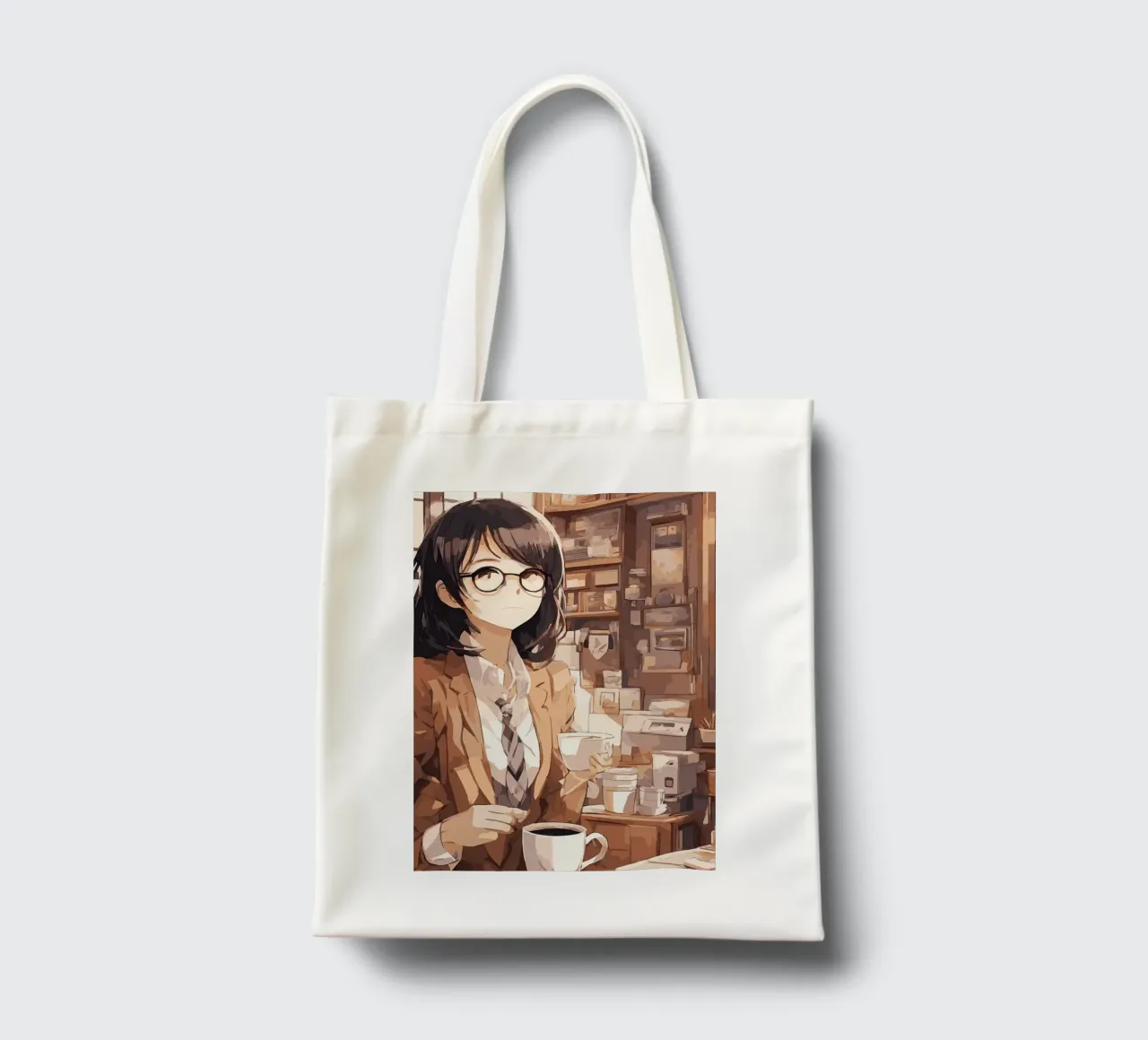 woman glasses coffee tote bag by Kevin Walters