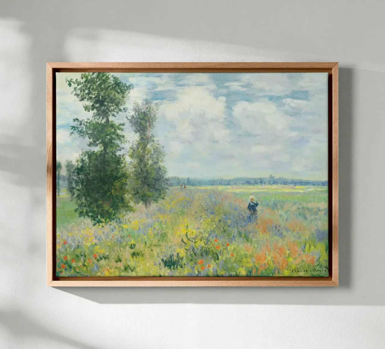 Claude Monet’s “Poppy Fields near Argenteuil” (1875) canvas with Floater frame by Venus Art