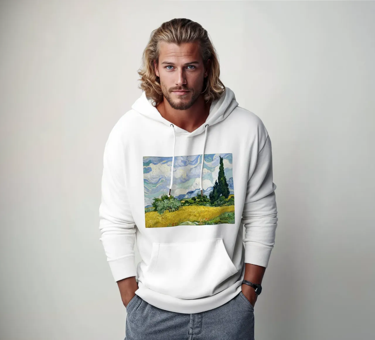 Vincent van Gogh’s “Wheat Field with Cypresses” (1889) hoodie by Venus Art