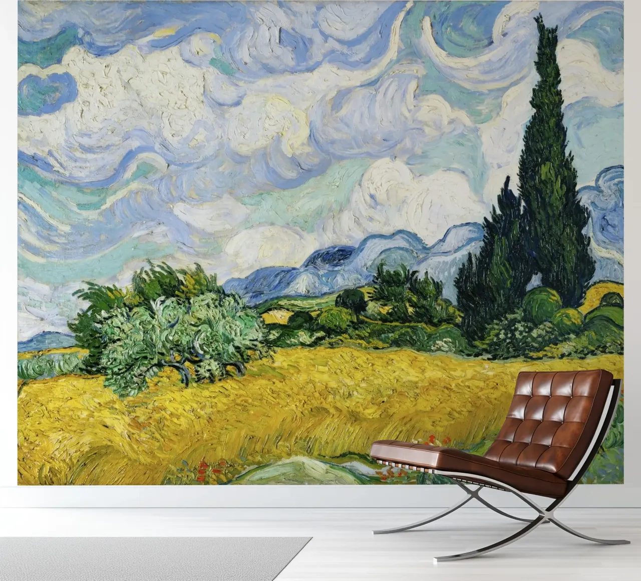 Vincent van Gogh’s “Wheat Field with Cypresses” (1889) photo wallpaper by Venus Art