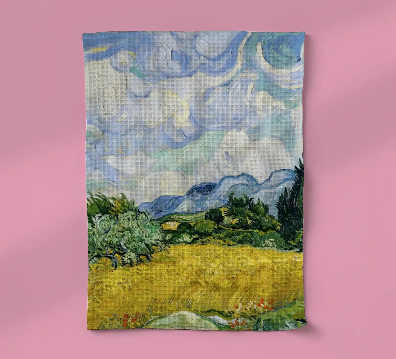 Vincent van Gogh’s “Wheat Field with Cypresses” (1889) tea towel by Venus Art