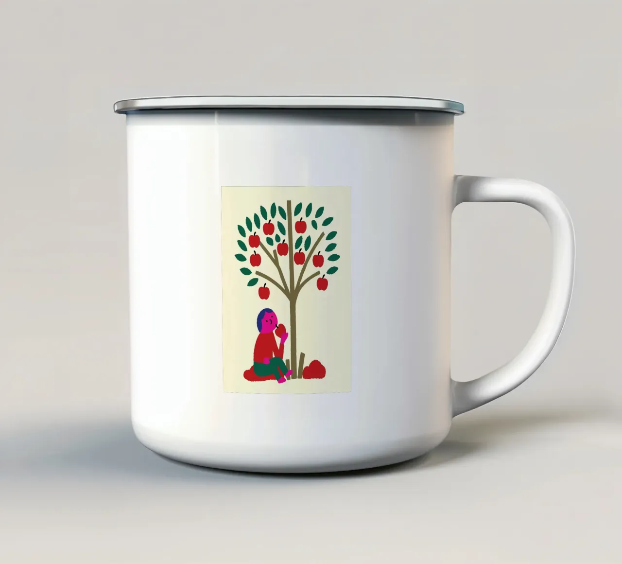 Eet een appel emaille mok van TRENDY POSTER SHOP
