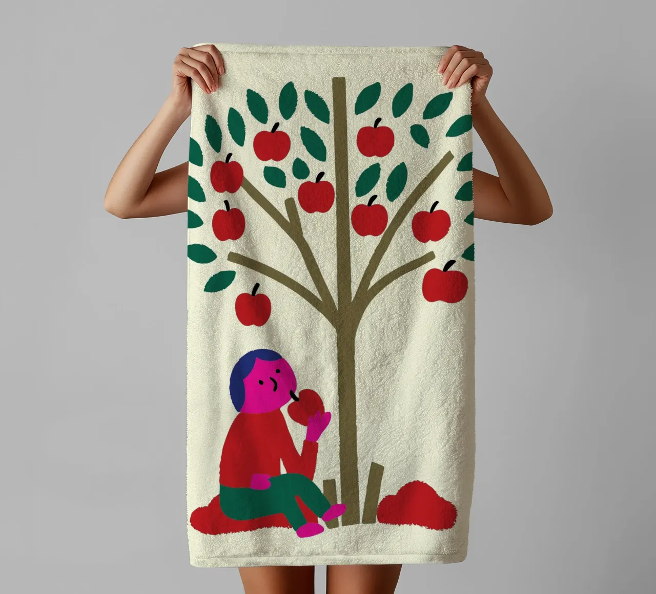 Eet een appel badhanddoek van TRENDY POSTER SHOP