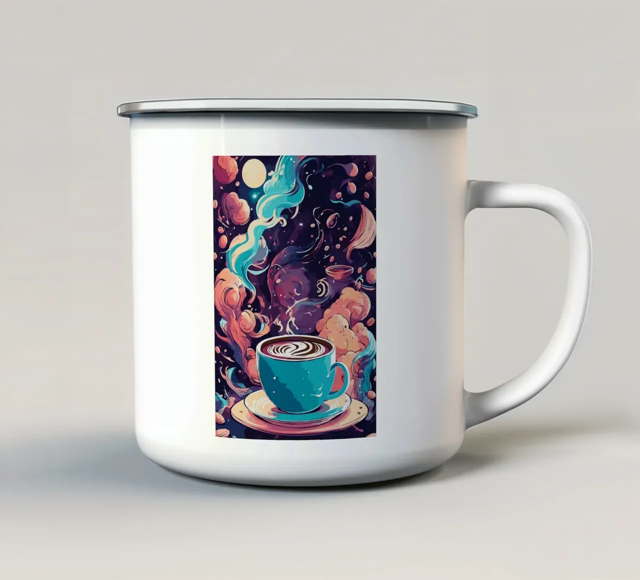 coffee cup enamel mug by Kevin Walters