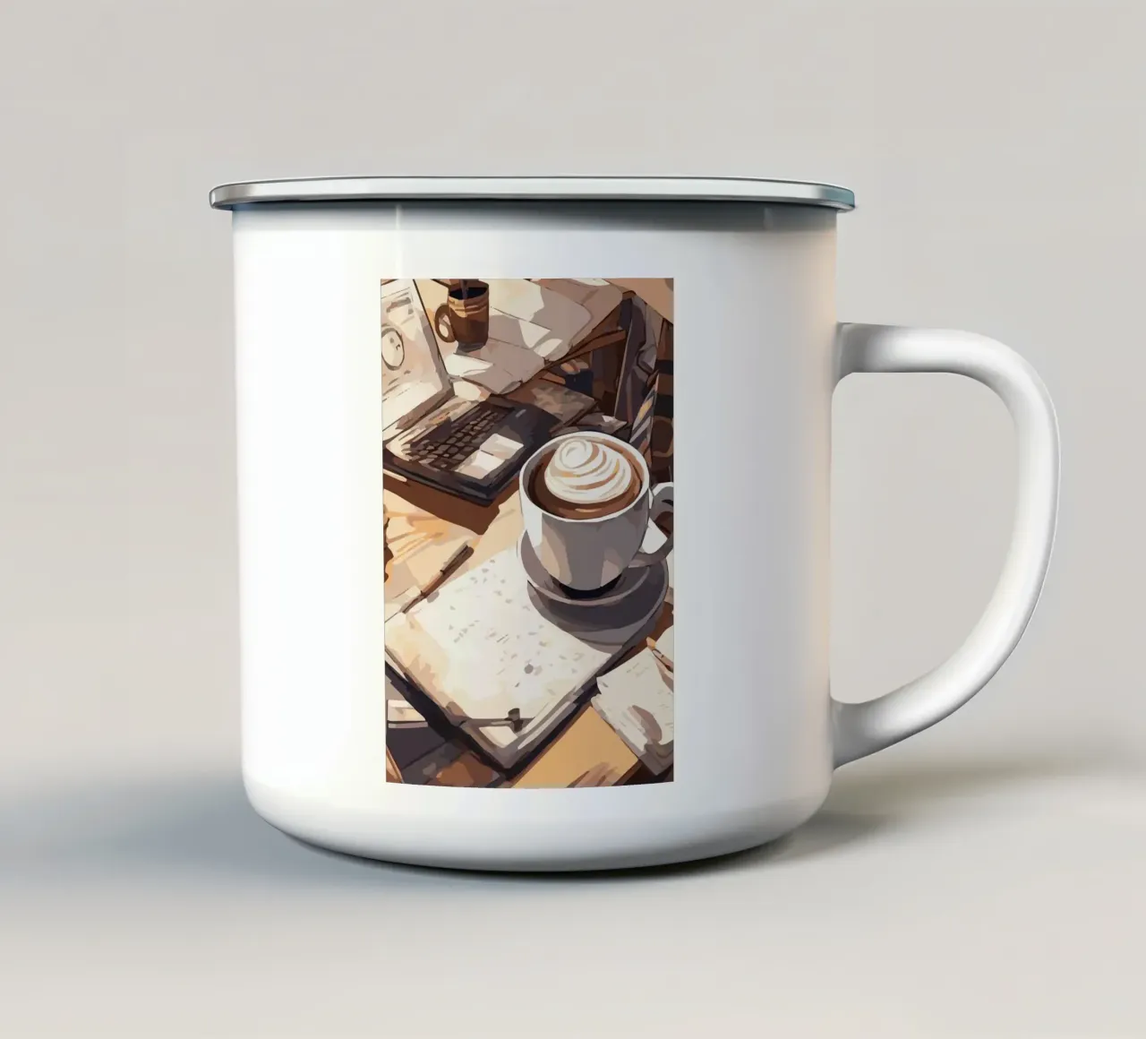 coffee cup enamel mug by Kevin Walters