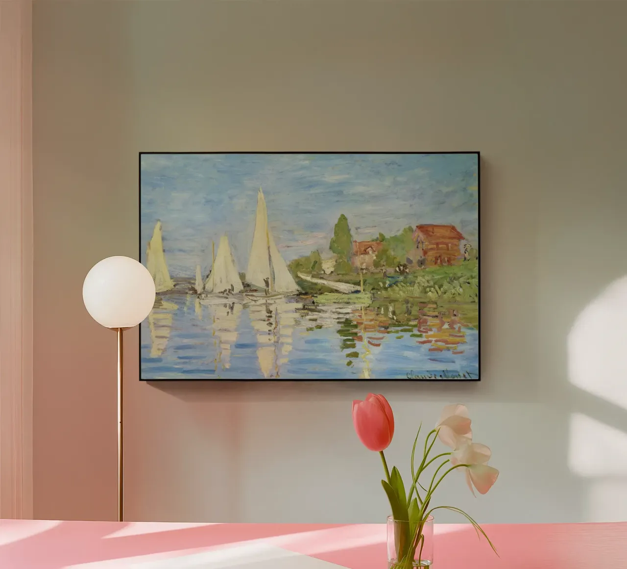 Claude Monets "Regatta's bij Argenteuil" (1872 acryl van Monet Art Prints