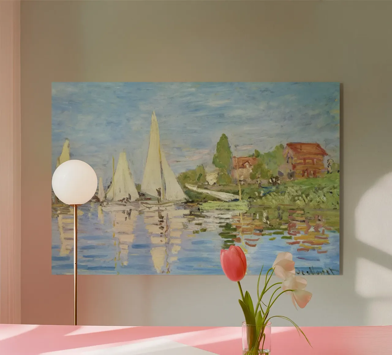 Claude Monets "Regatta's bij Argenteuil" (1872 acryl van Monet Art Prints
