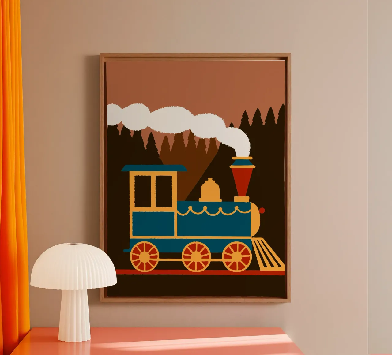 Train canvas with Floater frame by TRENDY POSTER SHOP