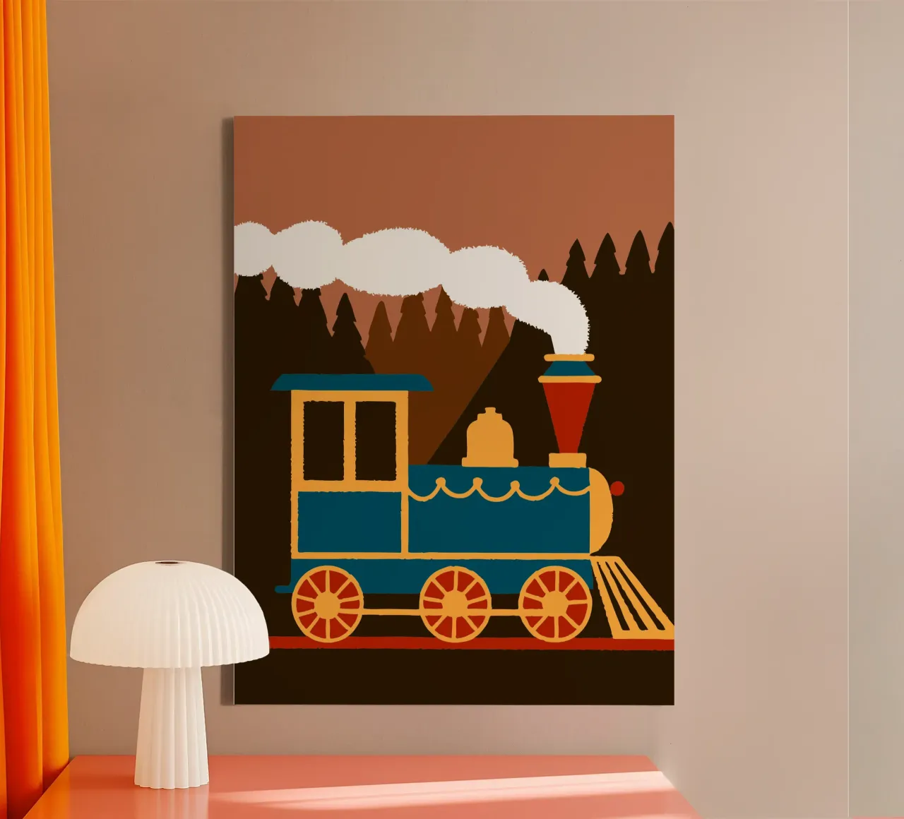 Train canvas with Floater frame by TRENDY POSTER SHOP