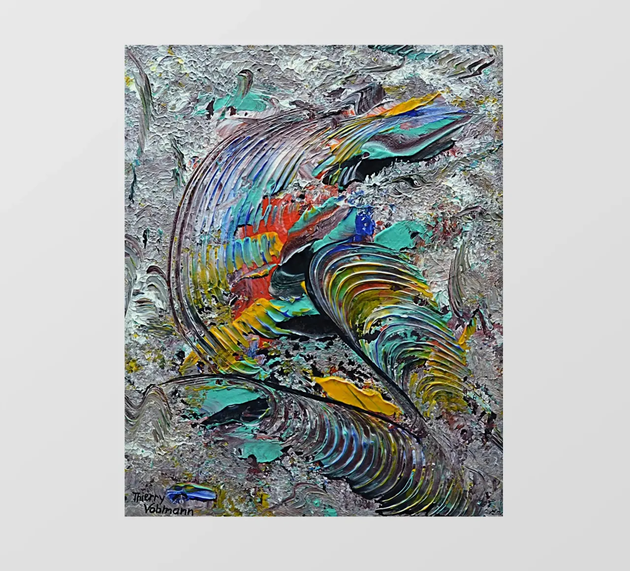 HAPPY DAY telo in pvc da Thierry Vobmann Abstract painting