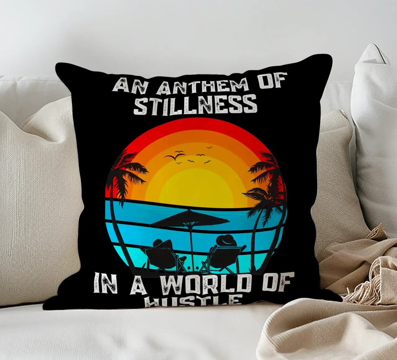 Quiet the Noise Your Anthem in a Rushing World Pause Breathe decorative cushion by Lionandlamb