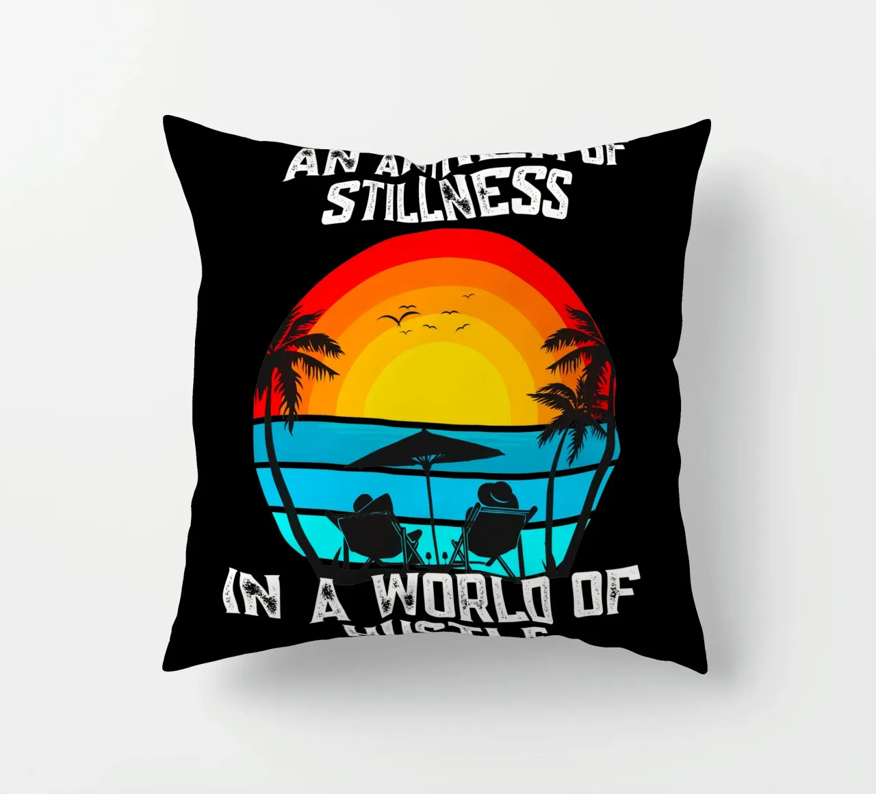 Quiet the Noise Your Anthem in a Rushing World Pause Breathe decorative cushion by Lionandlamb