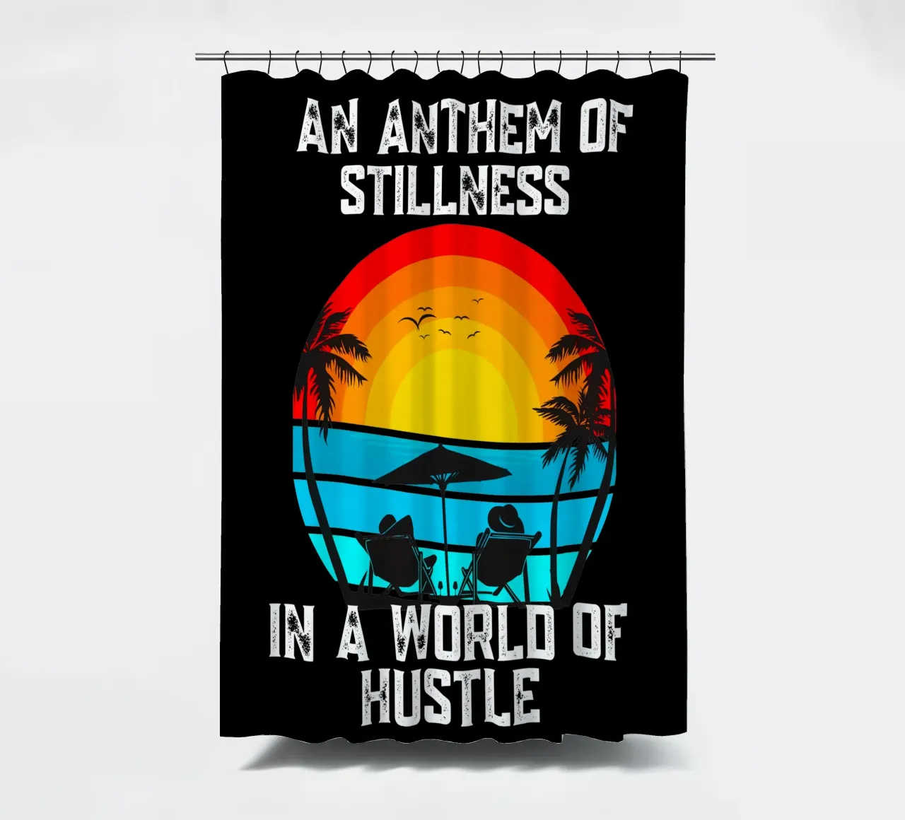 Quiet the Noise Your Anthem in a Rushing World Pause Breathe shower curtain by Lionandlamb