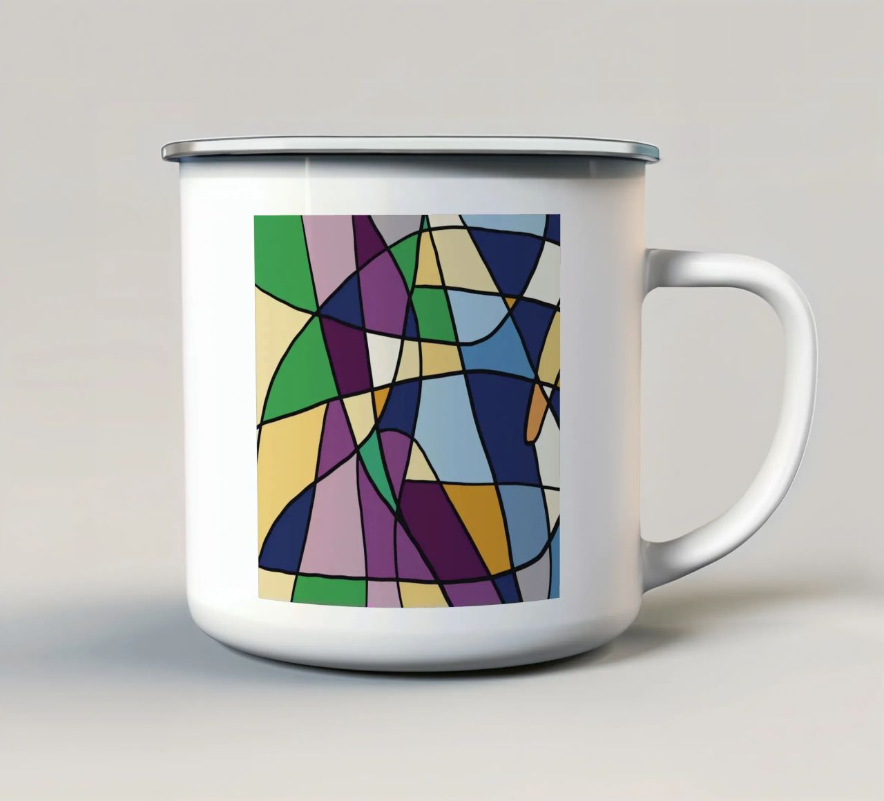 Mosaico a colori quadrato astratto tazza in smalto da Little Dean