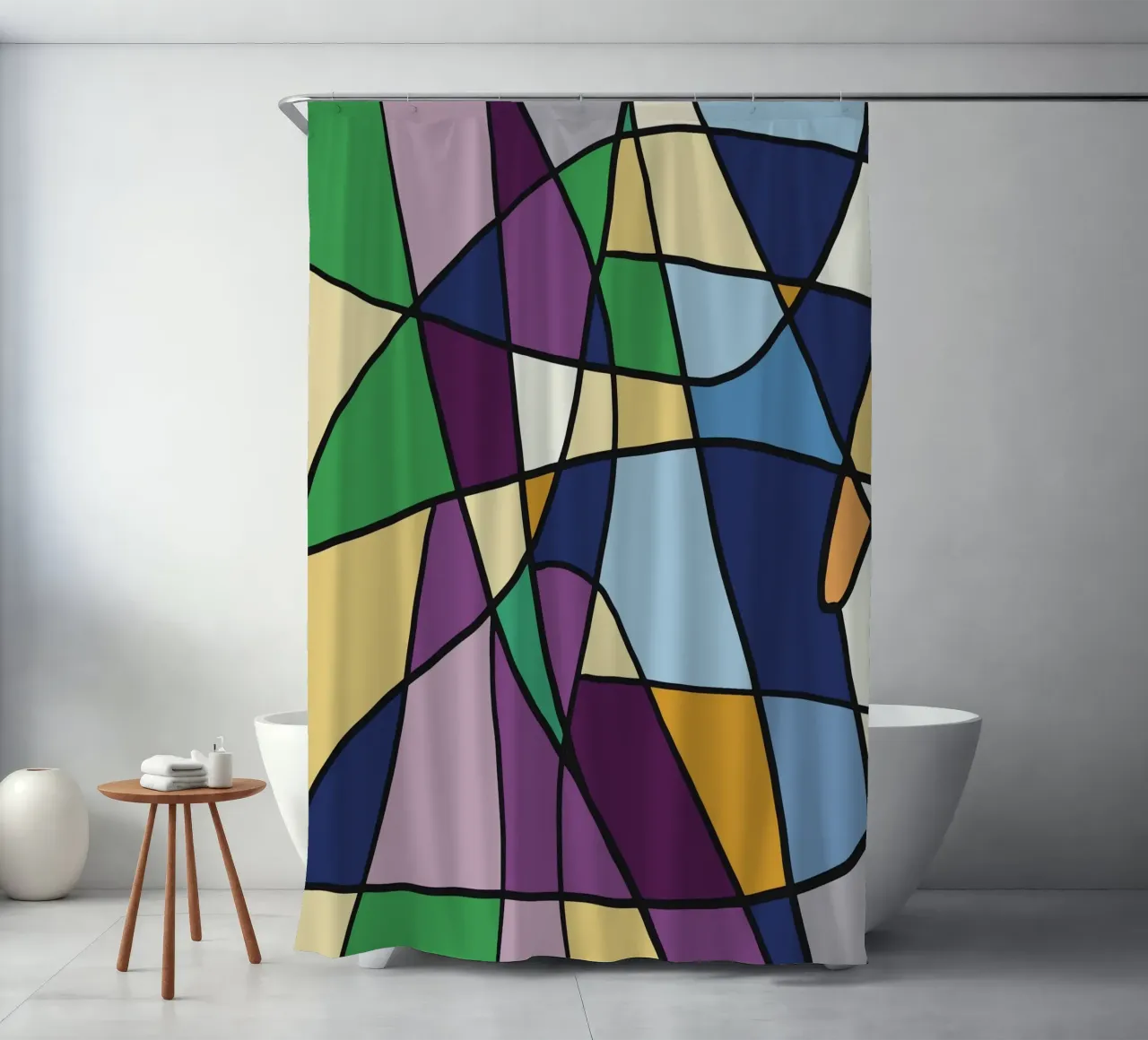 Farbe Mosaik Quadrat abstrakt Duschvorhang von Little Dean