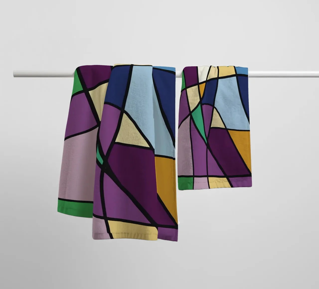 Color mosaic square abstract towel by Little Dean