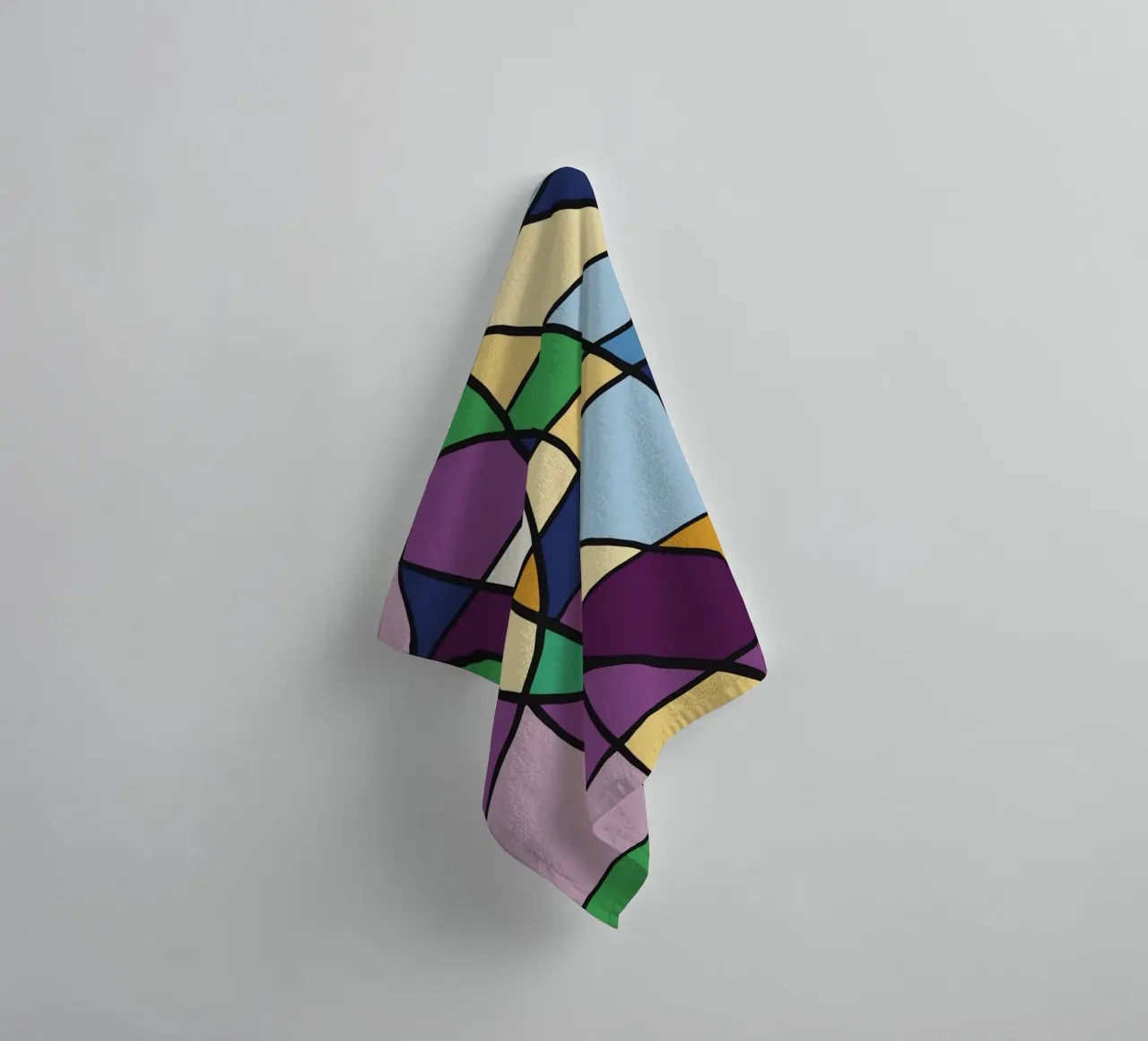 Color mosaic square abstract towel by Little Dean