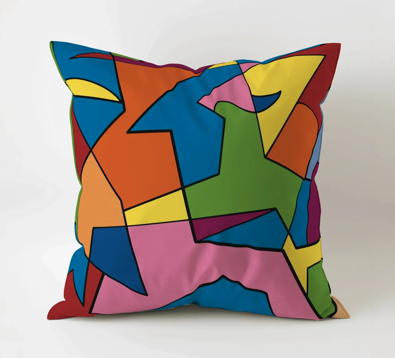 Mosaico a colori quadrato astratto var 2 cuscino da Little Dean