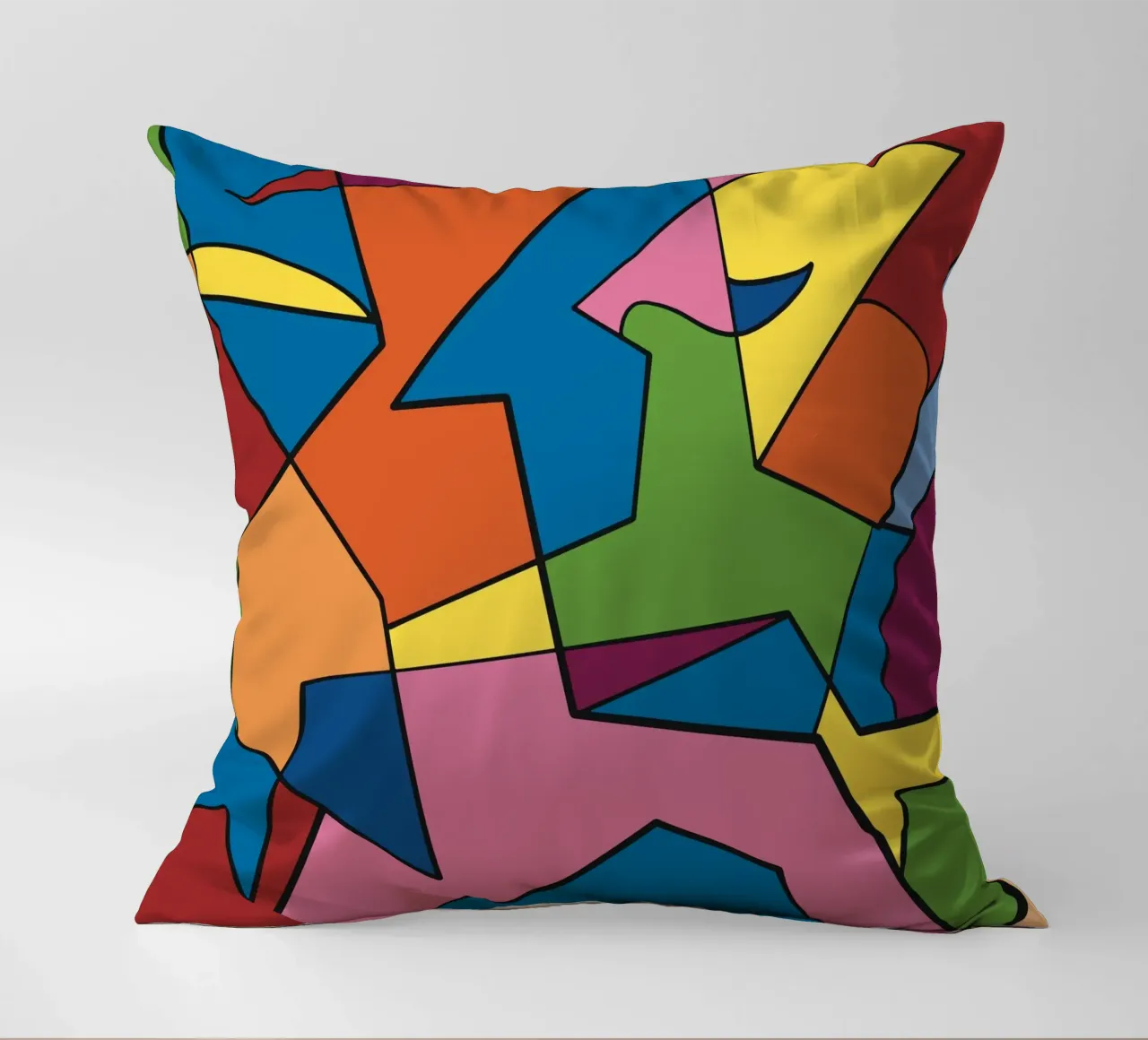 Mosaico a colori quadrato astratto var 2 cuscino da Little Dean