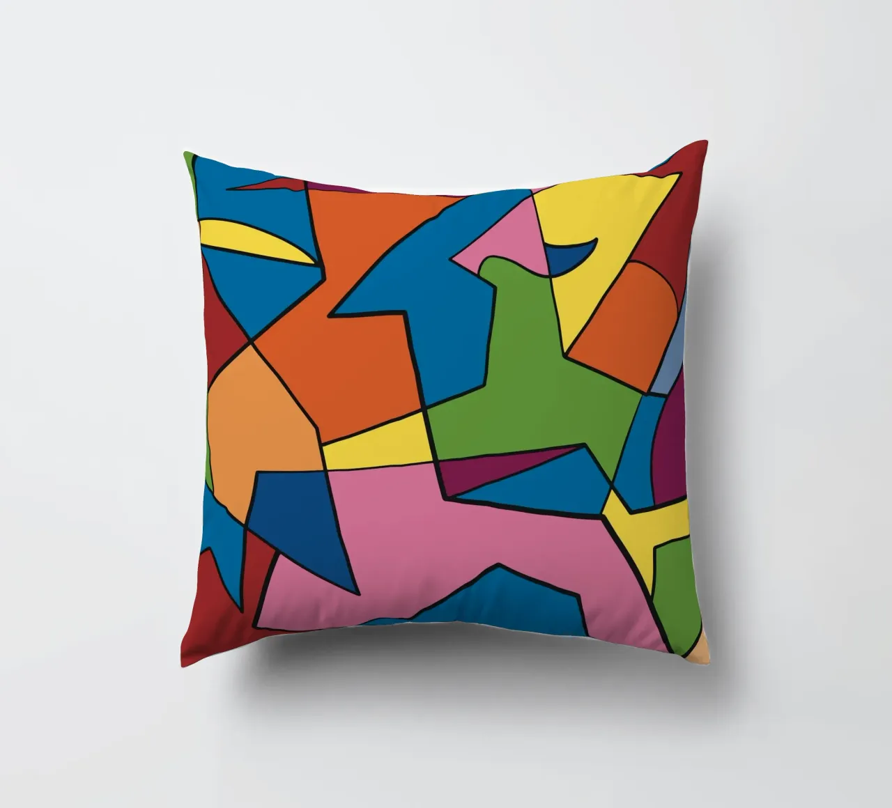 Mosaico a colori quadrato astratto var 2 cuscino da Little Dean