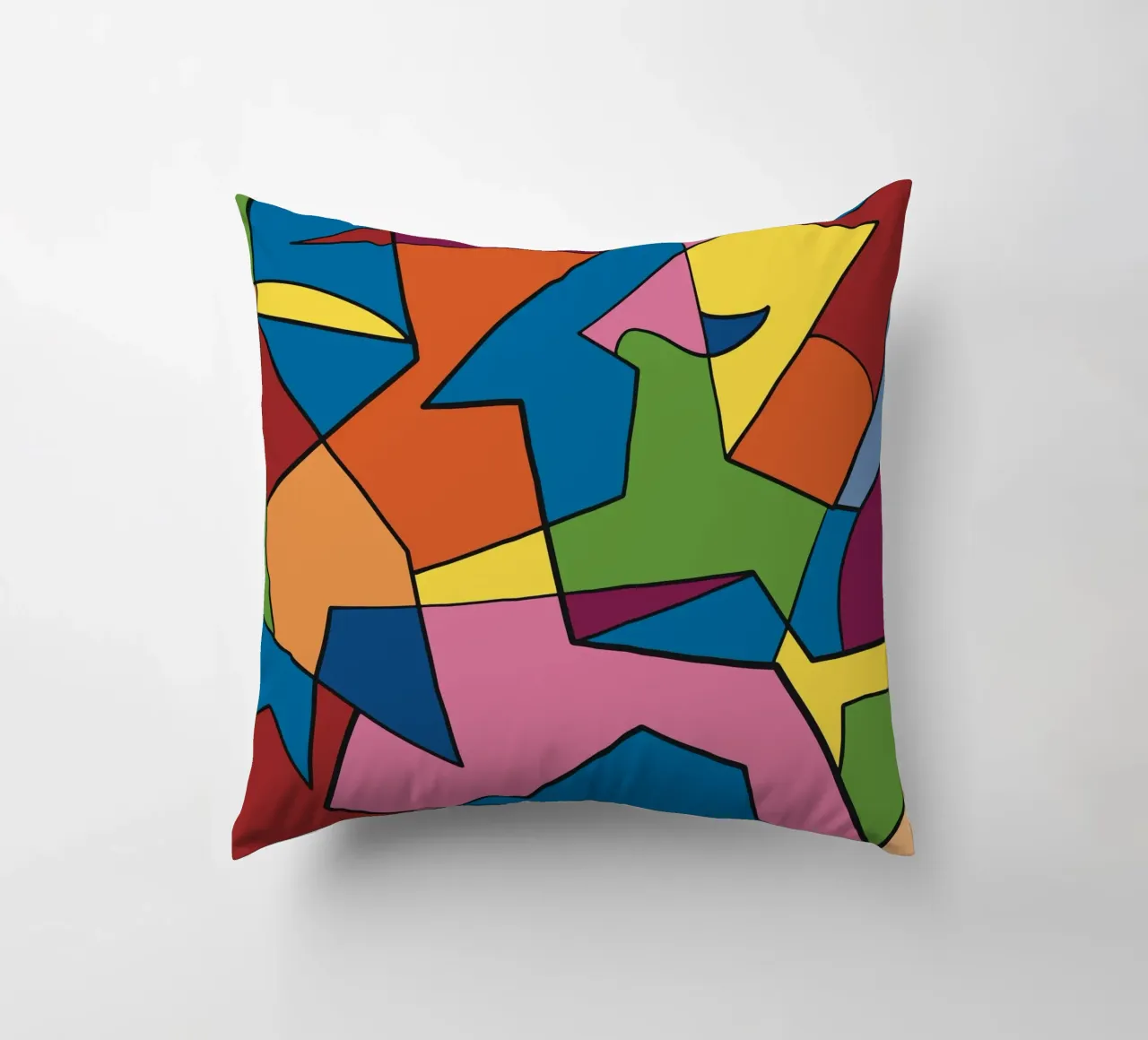 Mosaico a colori quadrato astratto var 2 cuscino da Little Dean