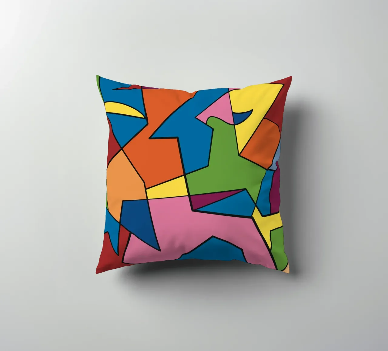 Mosaico a colori quadrato astratto var 2 cuscino da Little Dean