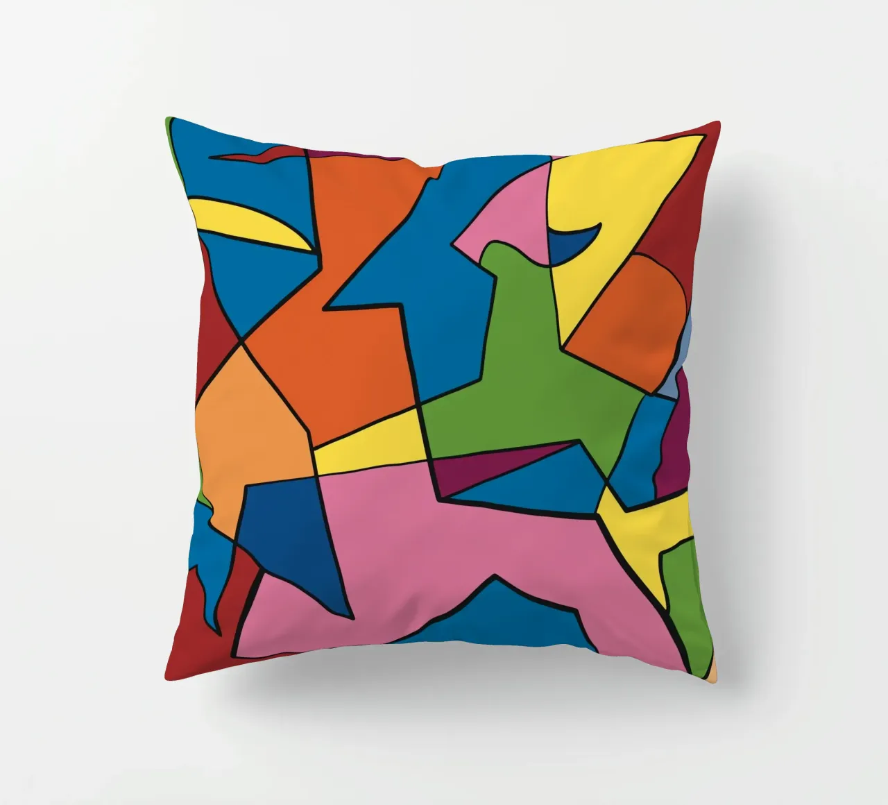 Mosaico a colori quadrato astratto var 2 cuscino da Little Dean
