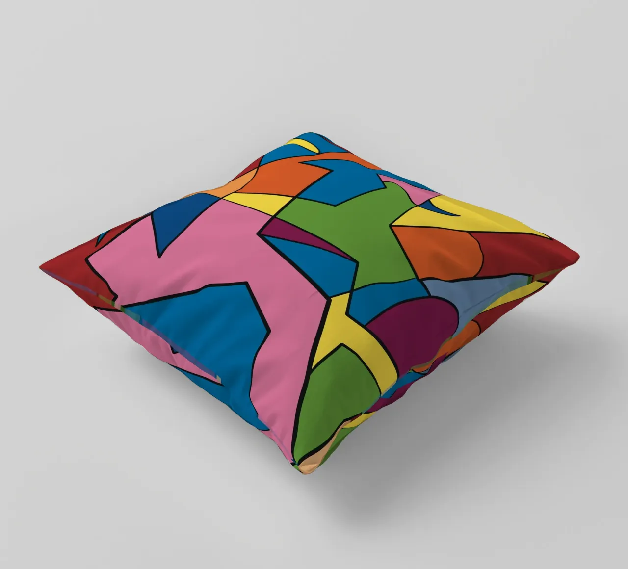 Mosaico a colori quadrato astratto var 2 cuscino da Little Dean