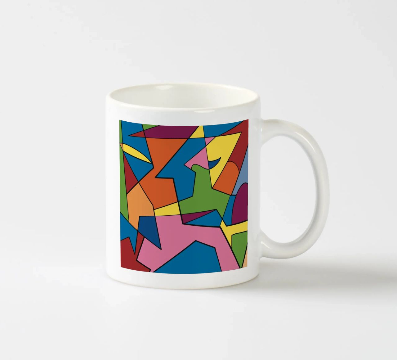 Mosaico a colori quadrato astratto var 2 tazza in ceramica da Little Dean