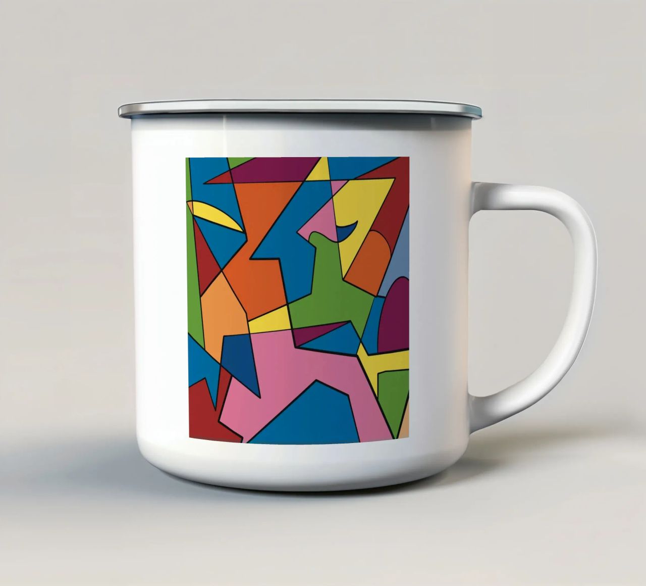 Mosaico a colori quadrato astratto var 2 tazza in smalto da Little Dean