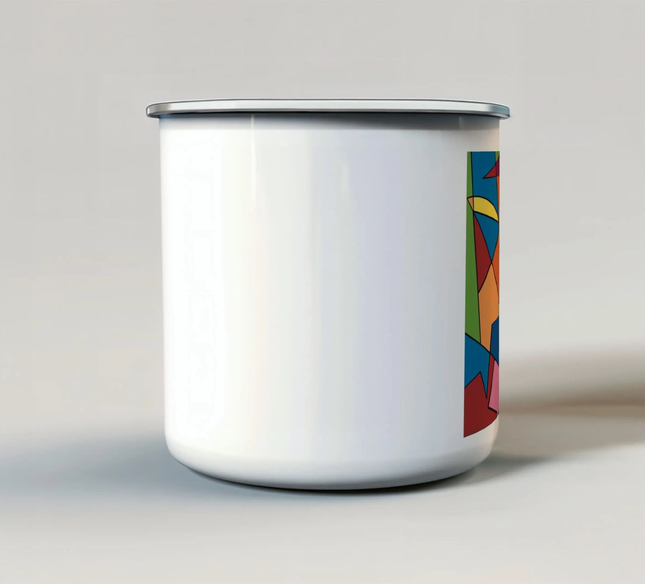 Mosaico a colori quadrato astratto var 2 tazza in smalto da Little Dean